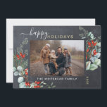 Botanical Watercolor Greenery Photo Chalkboard Holiday Card<br><div class="desc">You will love these beautiful Christmas cards! They feature botanical watercolor arrangements with mistletoe,  pine branches,  berries,  and babies' breath.</div>