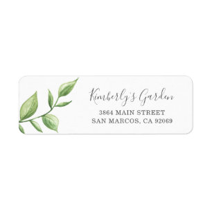 Botanical Watercolor Greenery Return Address