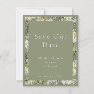 Botanical Watercolor Greenery Save the Date