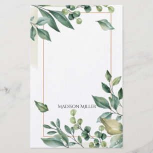 Botanical Watercolor Greenery Stationery