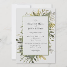 Botanical Watercolor Greenery Wedding Invitation