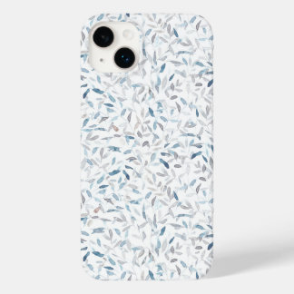 Botanical watercolor grey blue leaves on white Case-Mate iPhone 14 plus case