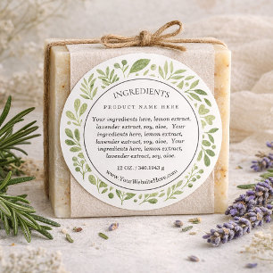 Botanical Watercolor Ingredients Product Label