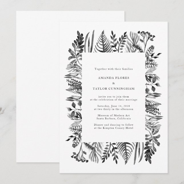 Botanical Watercolor Invitation (Front/Back)
