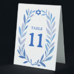 Botanical Watercolor Jewish Event Bar Bat Mitzvah<br><div class="desc">Perfect table number sign for a bat mitzvah, bar mitzvah or other Jewish celebration! Hand drawn delicate leaf trame art for you! FULLY CUSTOMIZABLE! Click on “Personalise” above to edit the text. Click "edit using design tool" to adjust the fonts, colours and placements and to add text to the back...</div>