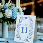 Botanical Watercolor Jewish Event Bar Bat Mitzvah<br><div class="desc">Perfect table number sign for a bat mitzvah, bar mitzvah or other Jewish celebration! Hand drawn delicate leaf trame art for you! FULLY CUSTOMIZABLE! Click on “Personalise” above to edit the text. Click "edit using design tool" to adjust the fonts, colours and placements and to add text to the back...</div>