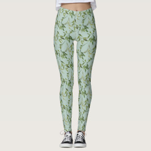 Botanical Watercolor Leaf All-Over Print Leggings