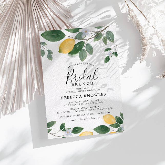 Botanical Watercolor Lemon & GreeneryBridal Brunch Invitation (Creator Uploaded)