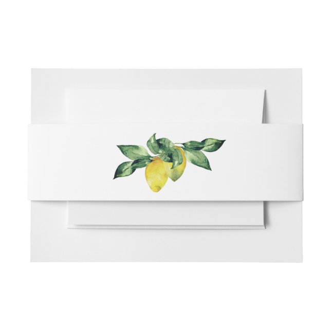 Botanical Watercolor Lemon Wedding Invitation Invitation Belly Band (Front Example)