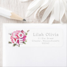Botanical Watercolor Love Script Personalised