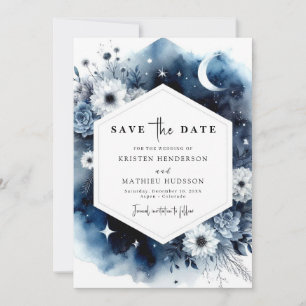 Botanical Watercolor Moonlit Wedding Save The Date