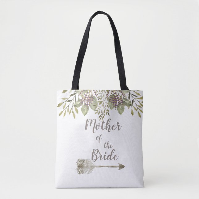 Botanical Watercolor Mother of the Bride Tote Bag (Front)