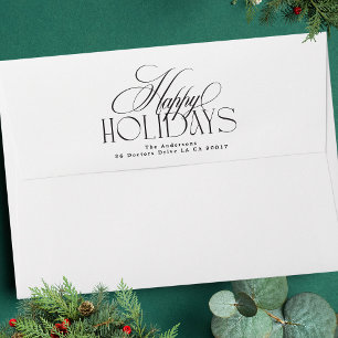 Botanical Watercolor Ombre Happiest Holidays Envelope