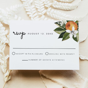 Botanical Watercolor Orange Blossom RSVP Card