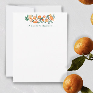 Botanical Watercolor Orange Personal Stationery Card