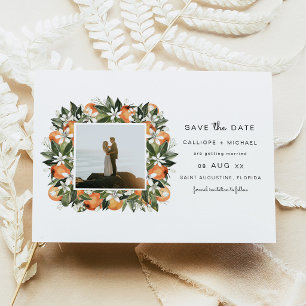 Botanical Watercolor Oranges Photo Save the Date Invitation