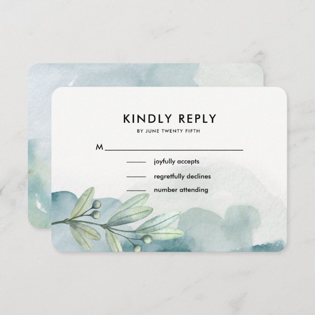 Botanical Watercolor Painting Wedding RSVP Card (Front/Back)