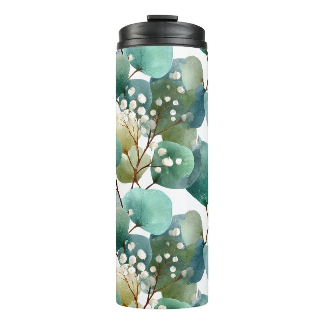 Botanical Watercolor Pattern: Seamless Background  Thermal Tumbler (Front)