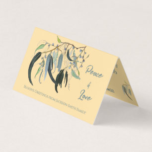 Botanical Watercolor Peace Love Christmas Card