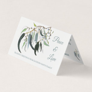 Botanical Watercolor Peace Love Christmas Card