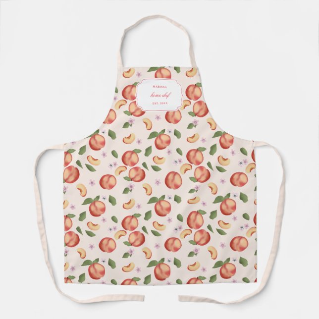 Botanical Watercolor Peaches & Blossoms  Apron (Front)