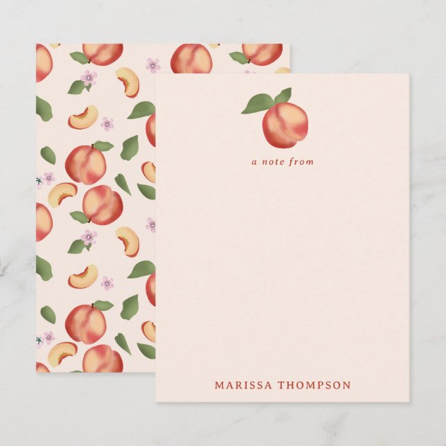 Botanical Watercolor Peaches & Blossoms  Card (Front/Back)