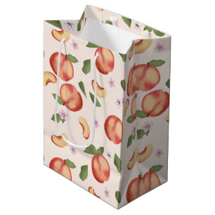 Botanical Watercolor Peaches & Blossoms Medium Gift Bag
