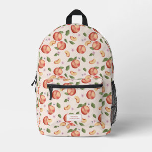Botanical Watercolor Peaches & Blossoms Printed Backpack
