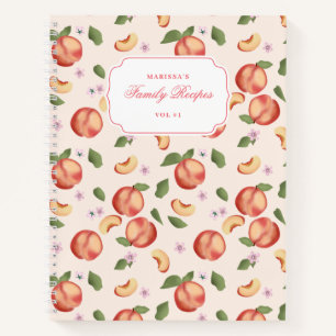 Botanical Watercolor Peaches & Blossoms Recipe Notebook