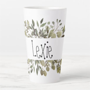 Botanical Watercolor Personalised  Latte Mug