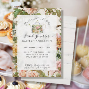 Botanical Watercolor Pink Floral Tea Party Bridal