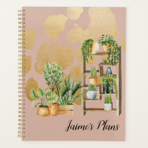 Botanical Watercolor Plants Script Name Blush Planner