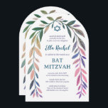 Botanical Watercolor QR Code Bar Bat Mitzvah Arch Invitation<br><div class="desc">Perfect card to announce a bat mitzvah, bar mitzvah or other Jewish celebration! Hand drawn delicate leaf trame art for you! FULLY CUSTOMIZABLE! Click on “Personalize” above to edit the text and add your link to the QR code. Click "edit using design tool" to adjust the fonts, colors and placements....</div>
