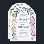 Botanical Watercolor QR Code Bar Bat Mitzvah Arch Invitation<br><div class="desc">Perfect card to announce a bat mitzvah, bar mitzvah or other Jewish celebration! Hand drawn delicate leaf trame art for you! FULLY CUSTOMIZABLE! Click on “Personalize” above to edit the text and add your link to the QR code. Click "edit using design tool" to adjust the fonts, colors and placements....</div>