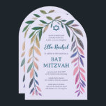 Botanical Watercolor QR Code Bar Bat Mitzvah Arch Invitation<br><div class="desc">Perfect card to announce a bat mitzvah, bar mitzvah or other Jewish celebration! Hand drawn delicate leaf trame art for you! FULLY CUSTOMIZABLE! Click on “Personalize” above to edit the text and add your link to the QR code. Click "edit using design tool" to adjust the fonts, colors and placements....</div>