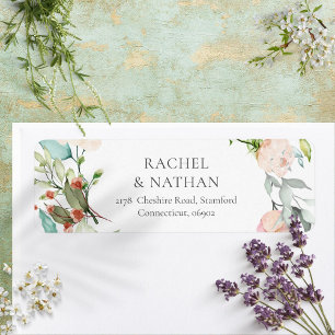 Botanical Watercolor Roses Garland Address