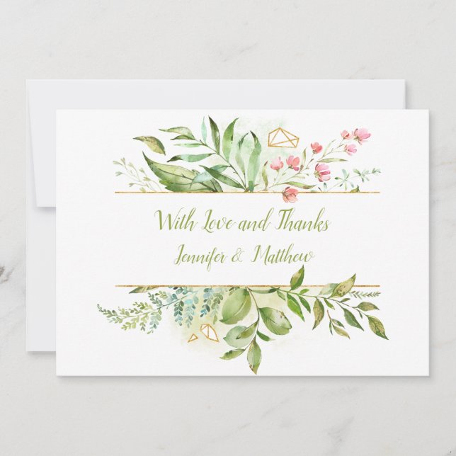Botanical Watercolor Splash Thank You | Card (Front)