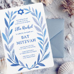 Botanical Watercolor Star of David Bar Bat Mitzvah Invitation<br><div class="desc">Perfect card to announce a bat mitzvah, bar mitzvah or other Jewish celebration! Hand drawn delicate leaf trame art for you! FULLY CUSTOMIZABLE! Click on “Personalise” above to edit the text. Click "edit using design tool" to adjust the fonts, colours and placements and to add text to the back side...</div>