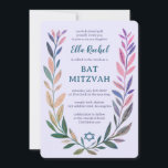 Botanical Watercolor Star of David Bar Bat Mitzvah Invitation<br><div class="desc">Perfect card to announce a bat mitzvah, bar mitzvah or other Jewish celebration! Hand drawn delicate leaf trame art for you! FULLY CUSTOMIZABLE! Click on “Personalize” above to edit the text. Click "edit using design tool" to adjust the fonts, colors and placements and to add text to the back side...</div>