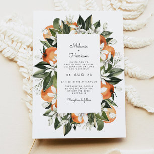 Botanical Watercolor Tropical Orange Blossom Invitation