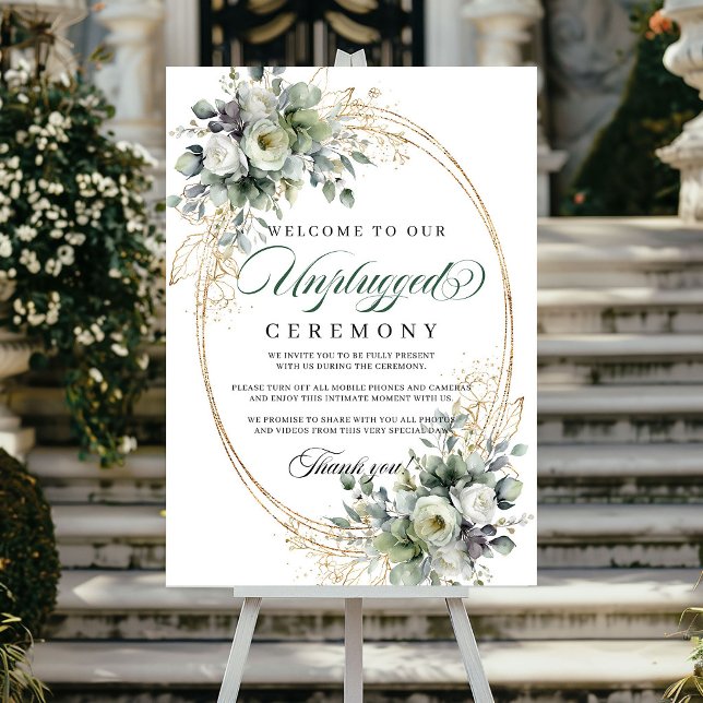 Botanical Watercolor Unplugged Ceremony Wedding  Poster (Botanical Watercolor Unplugged Ceremony Wedding Poster)