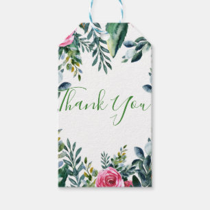Botanical Watercolor Vintage Floral Leaves Favour Gift Tags