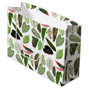Botanical Watercolor Vintage Greenery Leaves Large Gift Bag
