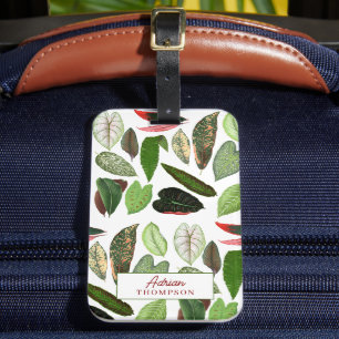 Botanical Watercolor Vintage Greenery Leaves Luggage Tag
