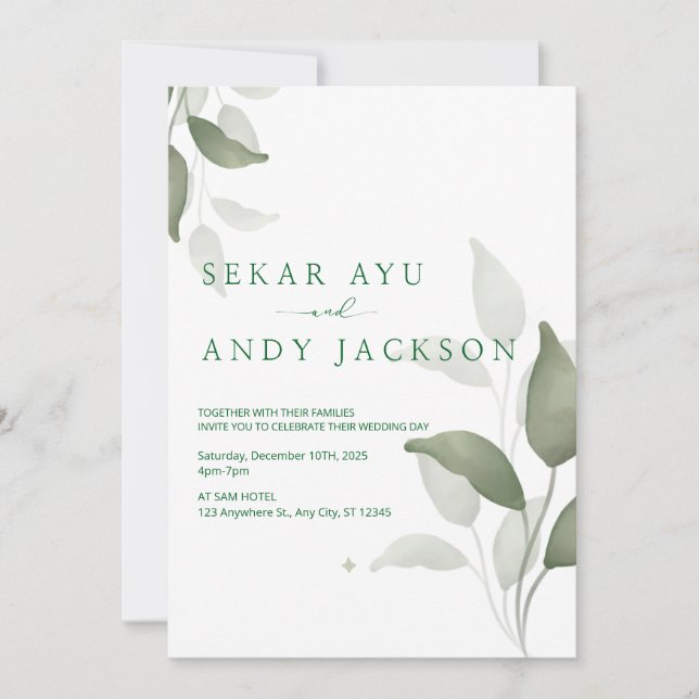 botanical watercolor wedding invitation (Front)