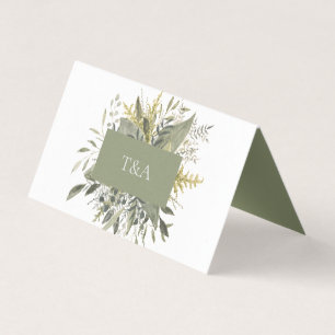 Botanical Watercolor Wedding Place Card