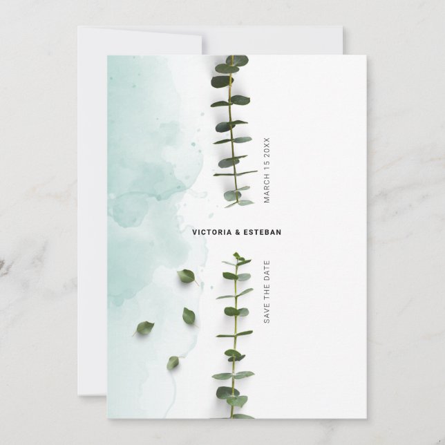 Botanical Watercolor Wedding Save the Date (Front)