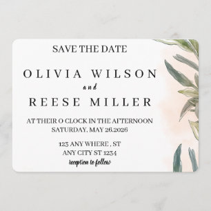 Botanical Watercolor Wedding Save the Date Invitation