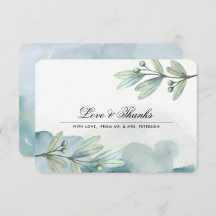 Botanical Watercolor Wedding Thank You Card