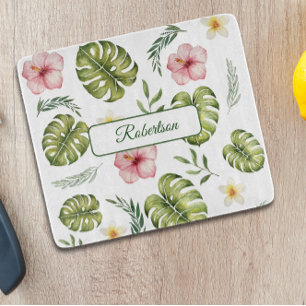 Botanical watercolor  with name cutting board